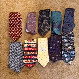 Elegant Multicolor Men's Tie Set 10 Silk Ties